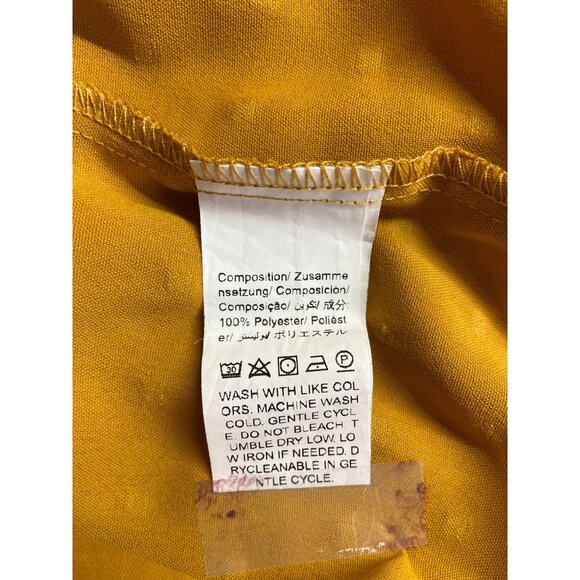 Shein Textured Blouse XL Mustard Yellow Long Sleeve Button Front Boho Fall Style - Picture 5 of 9